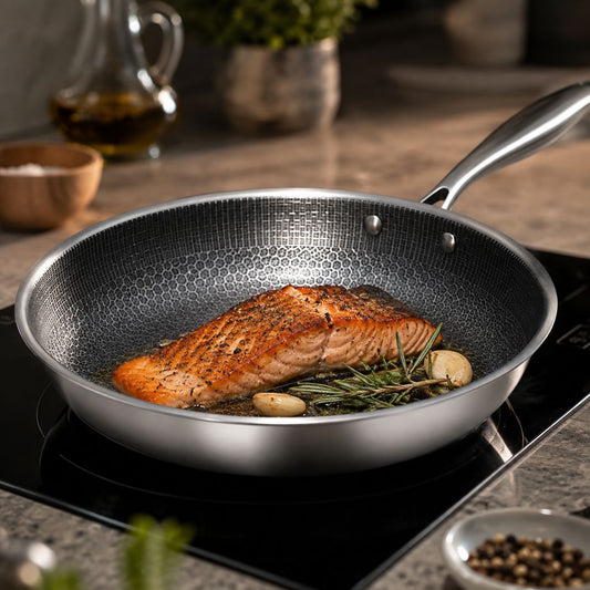 Honeycomb Stainless Steel Frying Pan – 30 cm