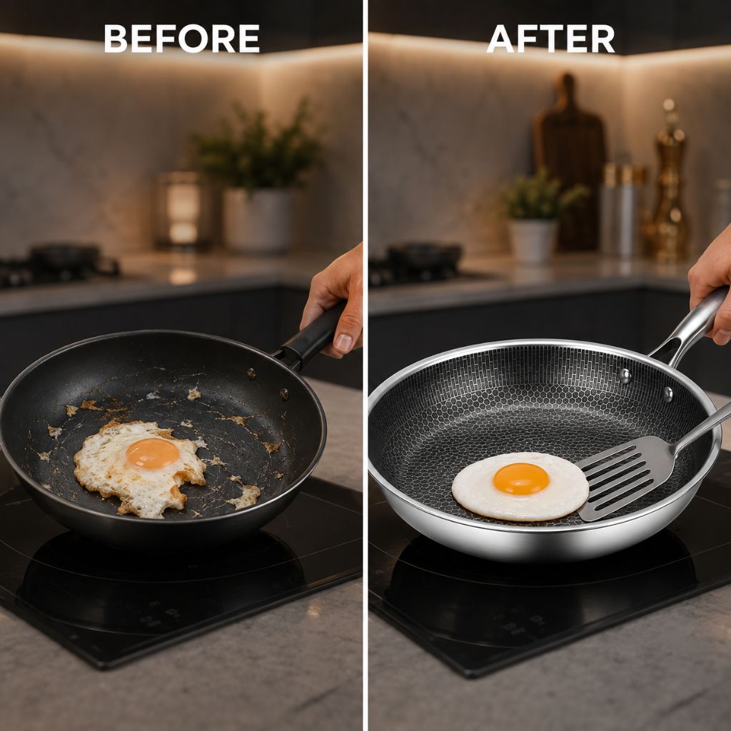 Honeycomb Stainless Steel Frying Pan – 30 cm – view 4