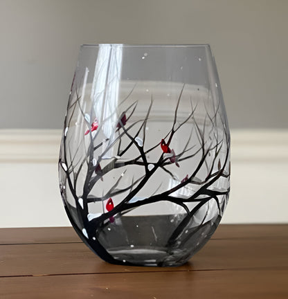 Four Seasons Hand-Painted Wine Glass