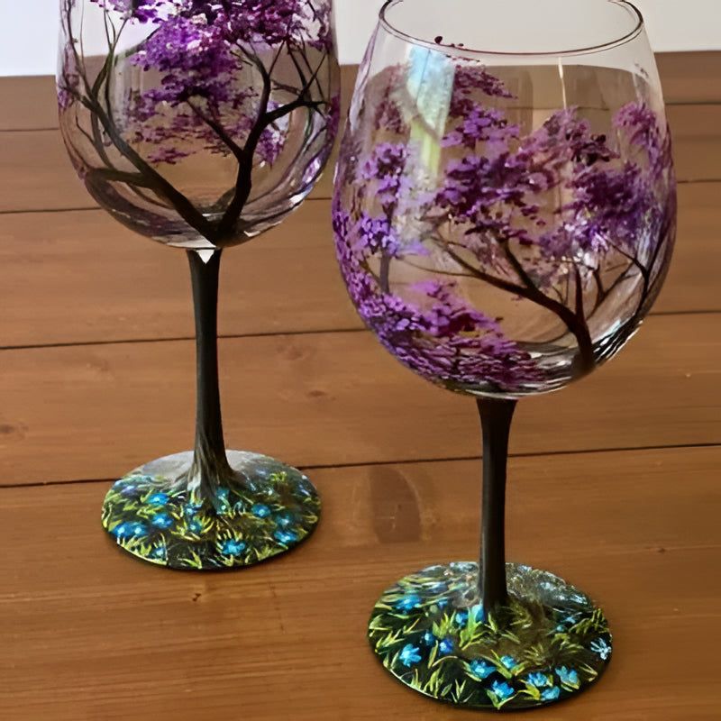 Four Seasons Hand-Painted Wine Glass – view 7