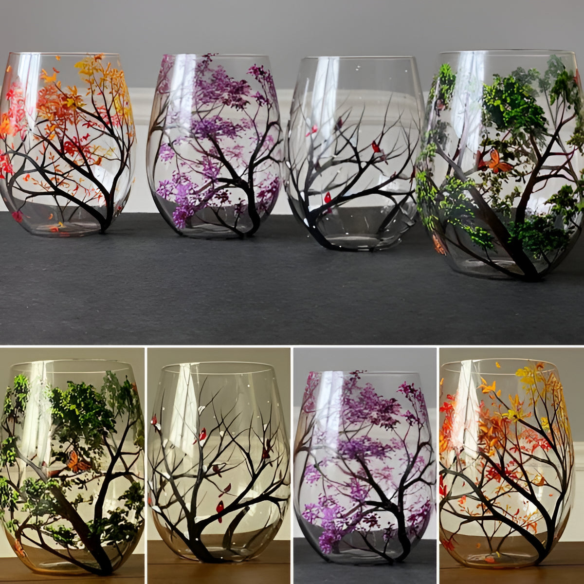 Four Seasons Hand-Painted Wine Glass – view 9