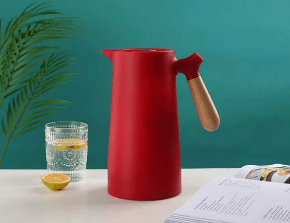 Scandinavian Glass Thermos Jug – 1 L – Red