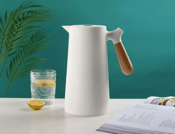 Scandinavian Glass Thermos Jug – 1 L – White