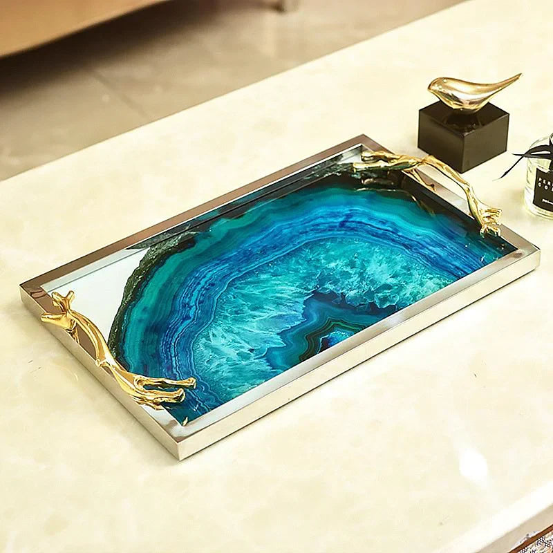 Blue Agate Print Serving Tray – view 6